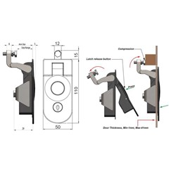 Large Waterproof Compression Lock - Grip Range 45 x 57mm - Black